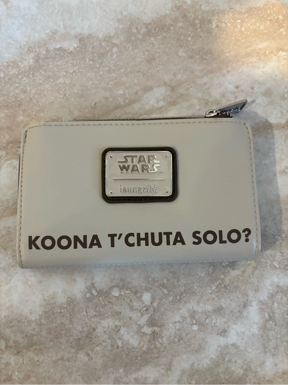 Loungefly Star Wars Greedo Light Gray Zip Wallet with Silver Plaque